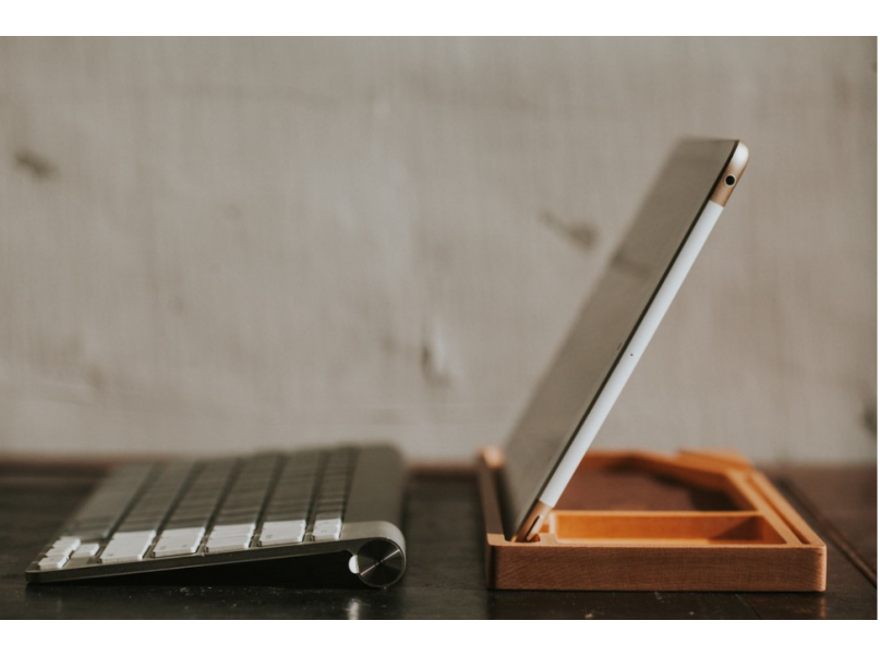 Wooden Storage Accessory Tray Organizer/ Phone/tablet Stand Holder - Keyboard design