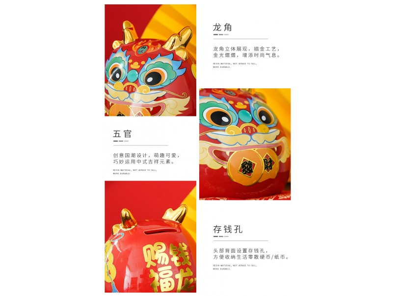 Fortune Dragon Coin Bank_Red