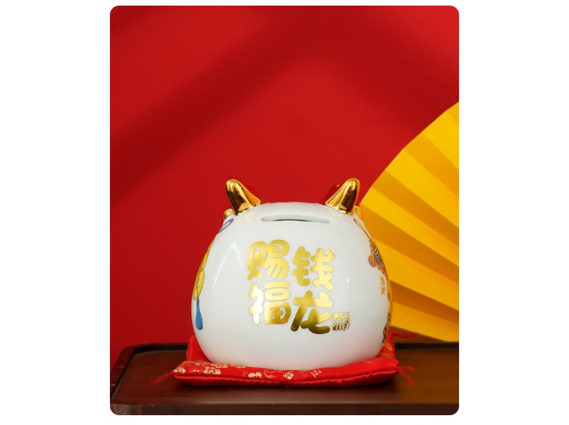 Fortune Dragon Coin Bank_White
