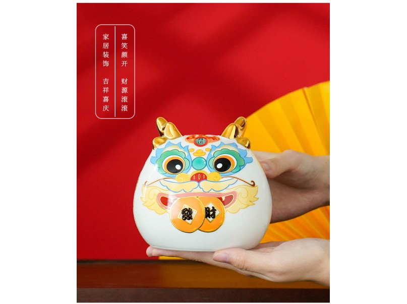 Fortune Dragon Coin Bank_White
