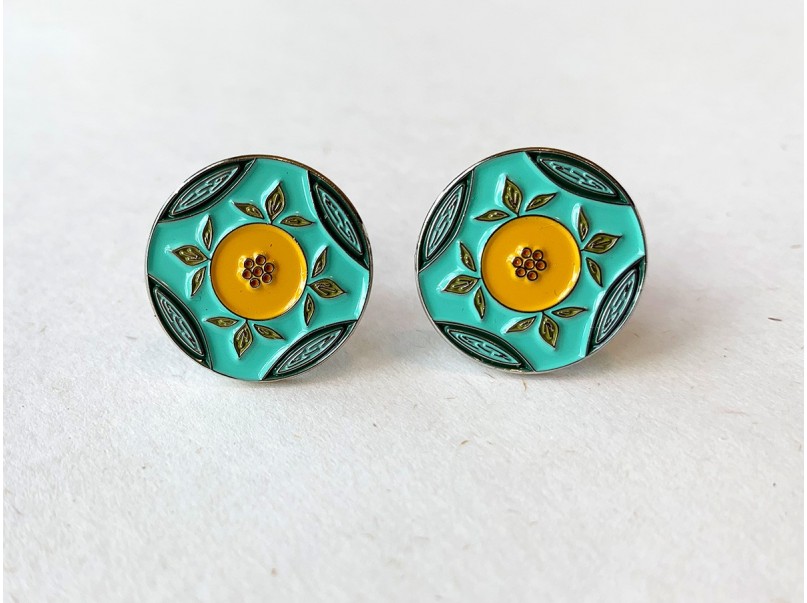w.yarn Peranakan Inspired Cufflink - Blue