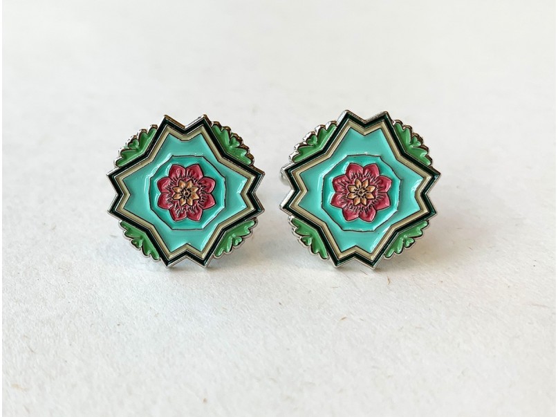 w.yarn Peranakan Inspired Cufflink - Green